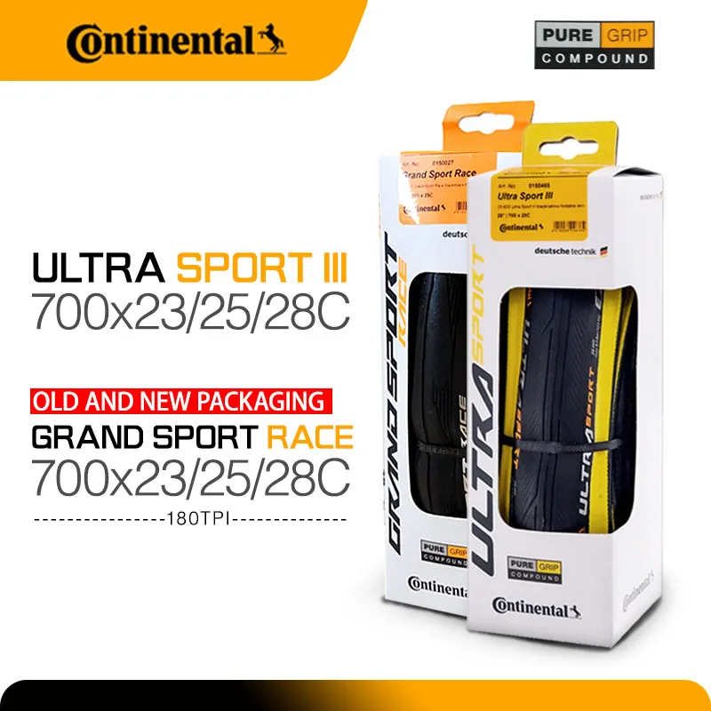 Continental Road Tire 700 X2 5C/28C/23C Ultra Sport Iii & Grand Sport Race Black Yellow Road Bike Copertoncino Pieghevole Gravel Tire
