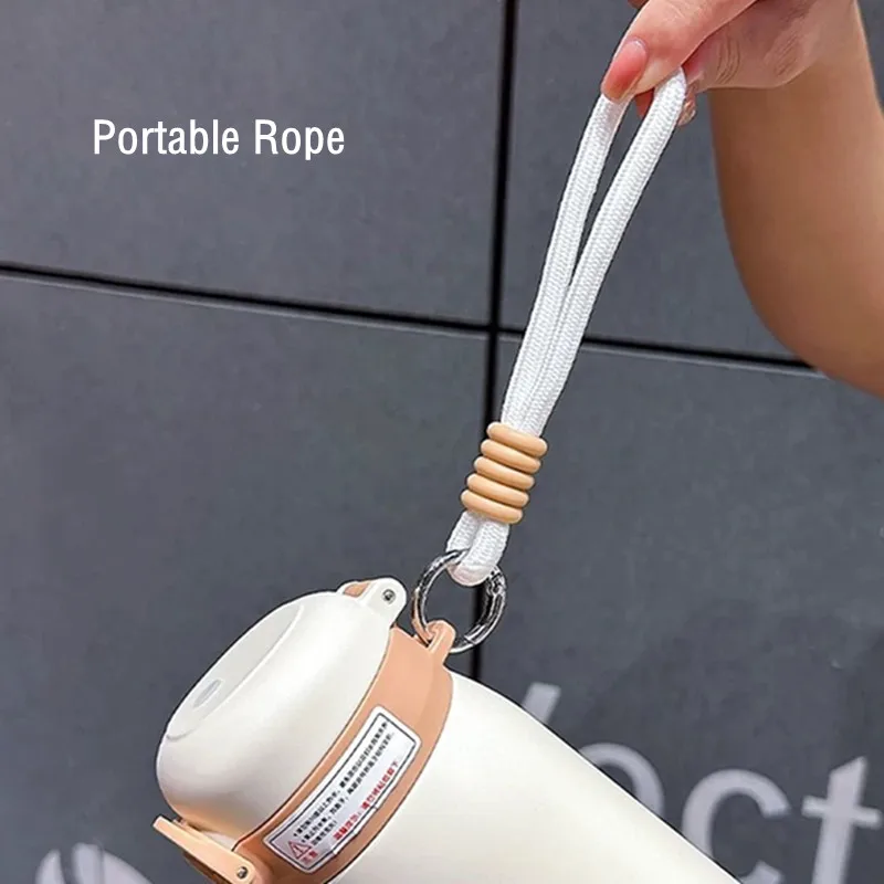 350ml/500ml Cartoon Double Stainless Steel Vacuum Flask Straw Portable Cute Kids Student Thermos Mug Travel Tumbler