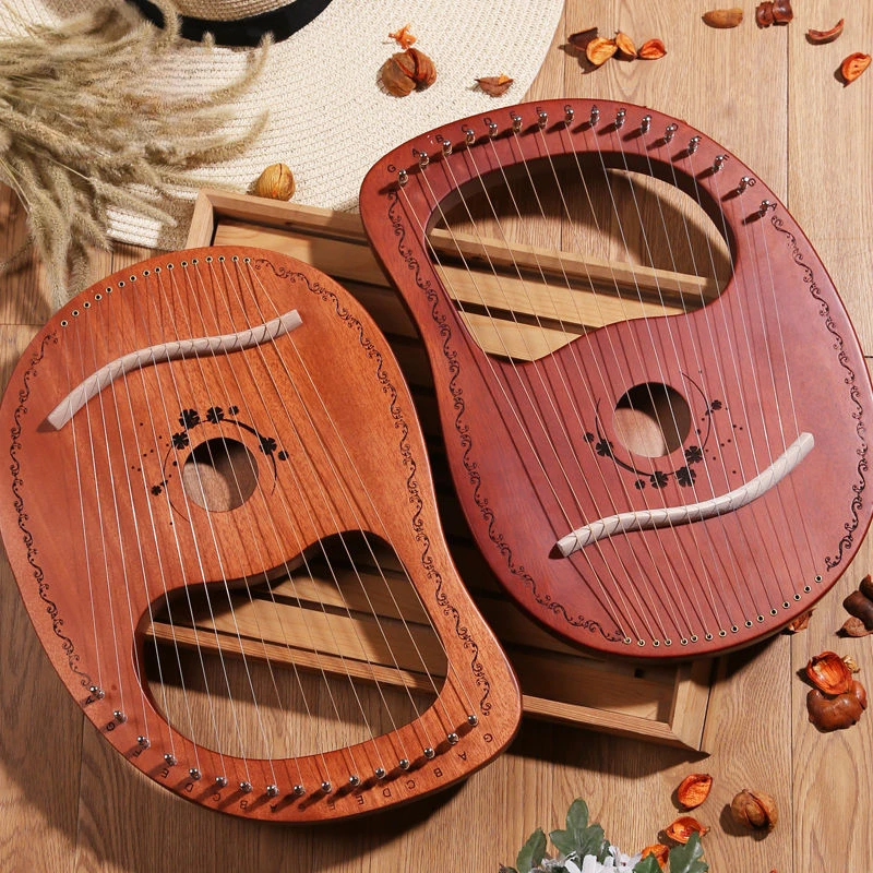16-Strings Harp Rayachen Portable Stringed Musical Instrument Lyre Mahogany Wood Piano Profession Accompany Wrench Spare Strings