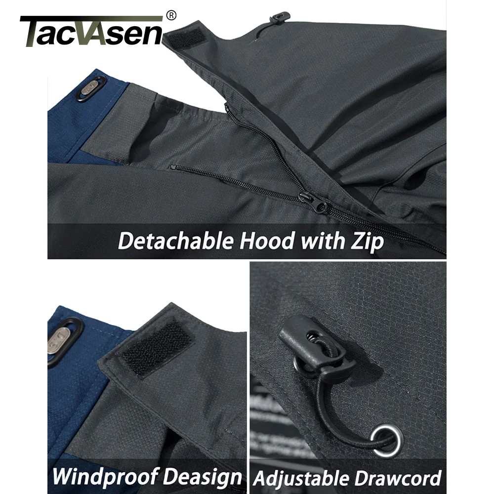 TACVASEN Men's Lightweight Waterproof Outdoor Jacket with Breathable Mesh Lining