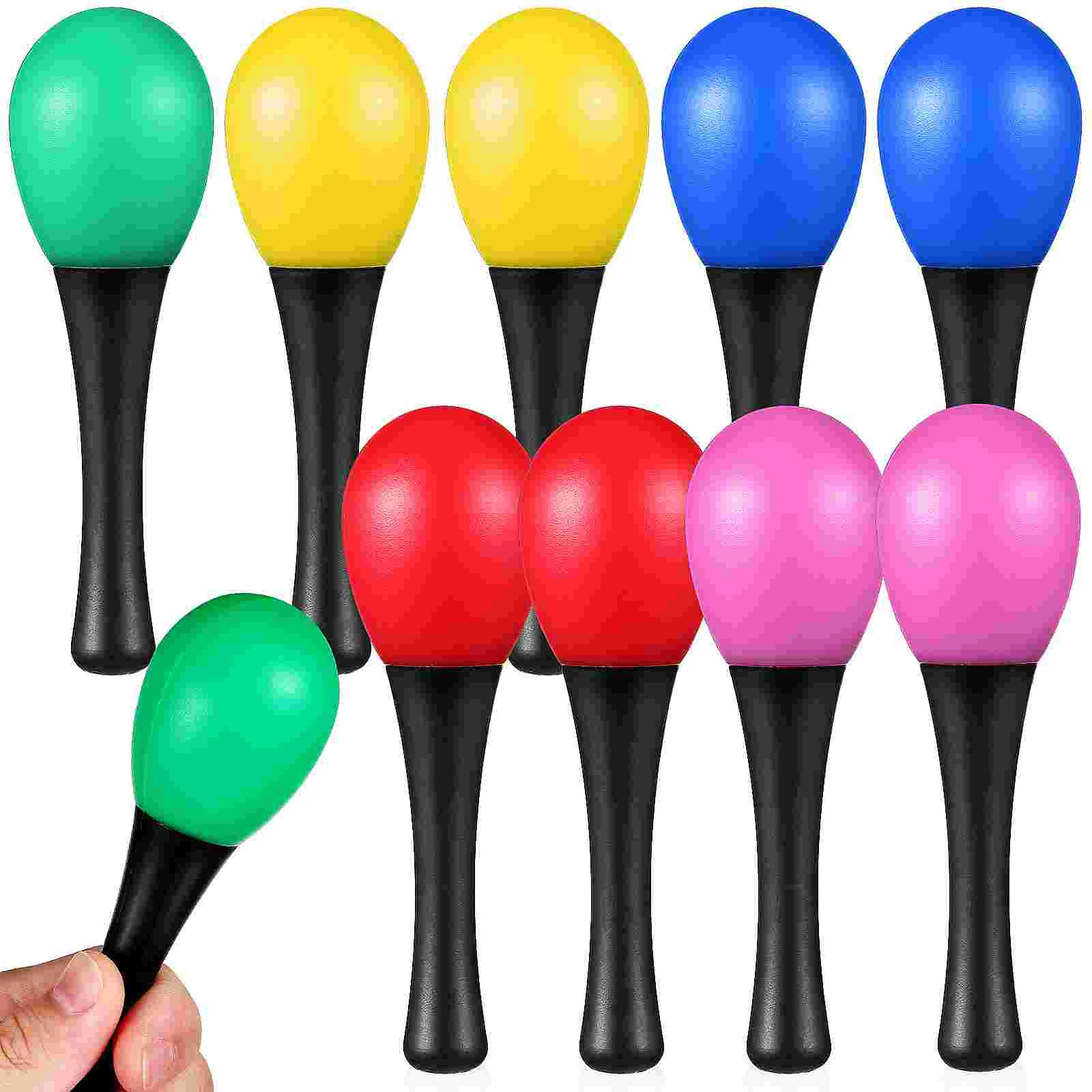 

10 Pcs Small Maraca Mexican Party Favors Maracas Musical Instruments Mini Plastic Training Sand Hammer Plaything Toy