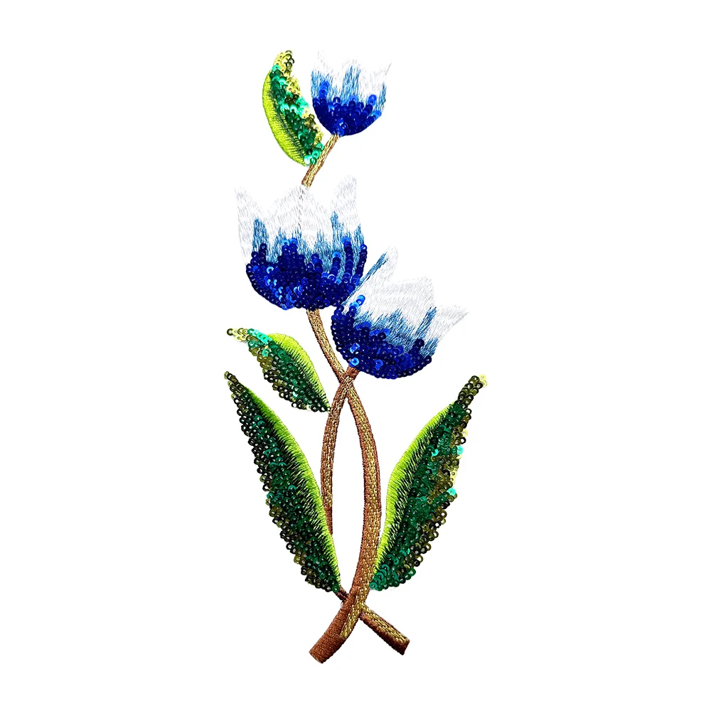 25,7 cm x 11,8 cm lila blaue Pailletten Lilienblume bestickte Parches für Kleidung DIY Applikationen Eisen auf Patches – Detail 6