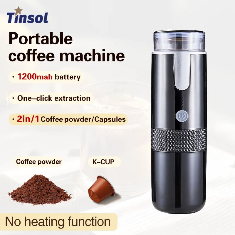 Coffee maker TINSOL Portable Capsule Coffee Maker Electric Coffee Brewer For Ground and KCUP Capsule Without Heat Function