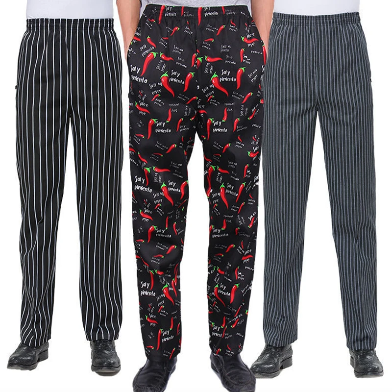 Chef Pants Food Service Chef uniforms pants kitchen cooker work clothes hotel restaurant bakery Breathable Printed pants catering trousers