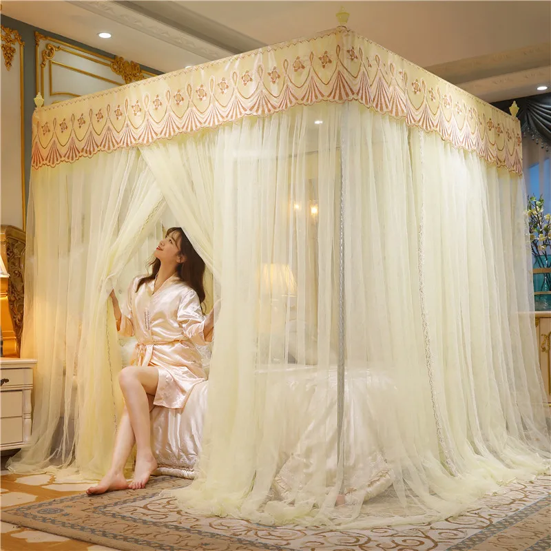 

Thickened and Encrypted Mosquito Net Summer Household Stainless Steel Bracket Bed Tent Canopy Bed Curtains