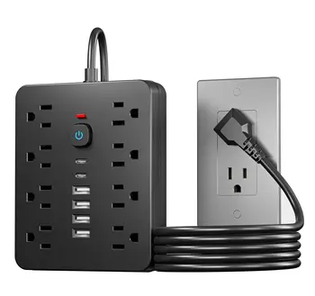 1 Pc Multi-Functional Power Strip with Switch And Surge Protection，8 AC Outlets，4 USB-A And 2 -C Ports - Ldeal for home
