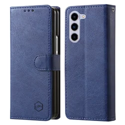 Premium Flip Leather Wallet Phone Case with Kickstand and Card Slots - Business Book Style Cover - Samsung Z Fold 5 (Dark Blue)