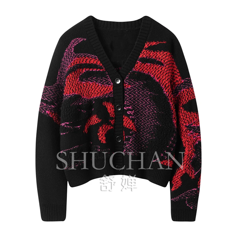 

dragon 100% cashmere cardigan mujer thick warm winter casacos femininos inverno high end luxury designer clothes