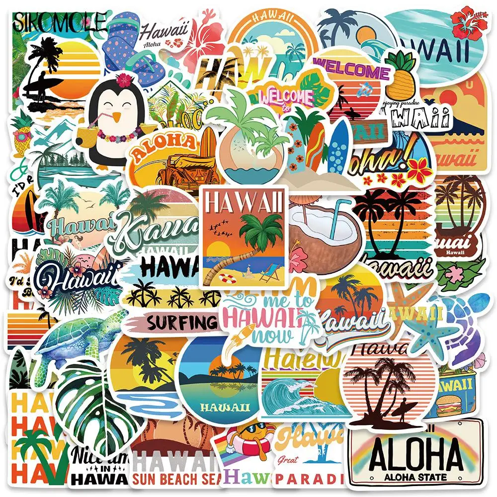 

10/30/50 шт. Мультяшные Гавайские пляжные и морские наклейки для отпуска для ребенка самодельные наклейки на автомобиль скейтборд ноутбук багаж велосипед наклейки