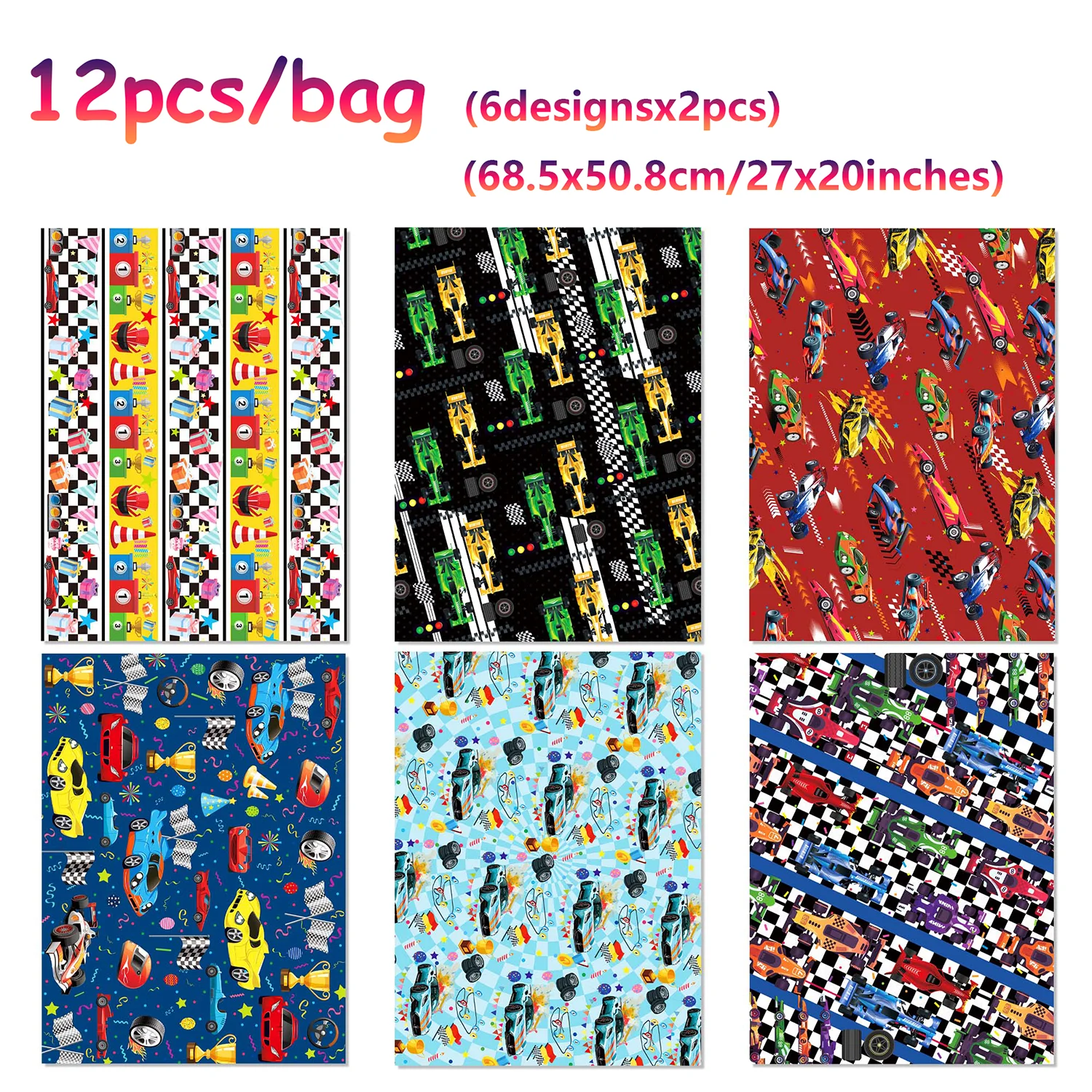 6/12 stücke Coole Racing Auto Kind Geburtstag Geschenkpapier Geschenke Verpackung Papier Geschenk Box Dekoration Geburtstag Dekoration Party Supplies – Detail 8