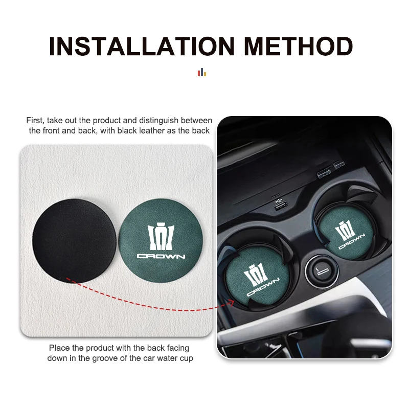 Suede Car Coaster Anti-slip Water Cup Heat Insulation Mat Decor For Toyota Crown S170 Athlete 1999-2005