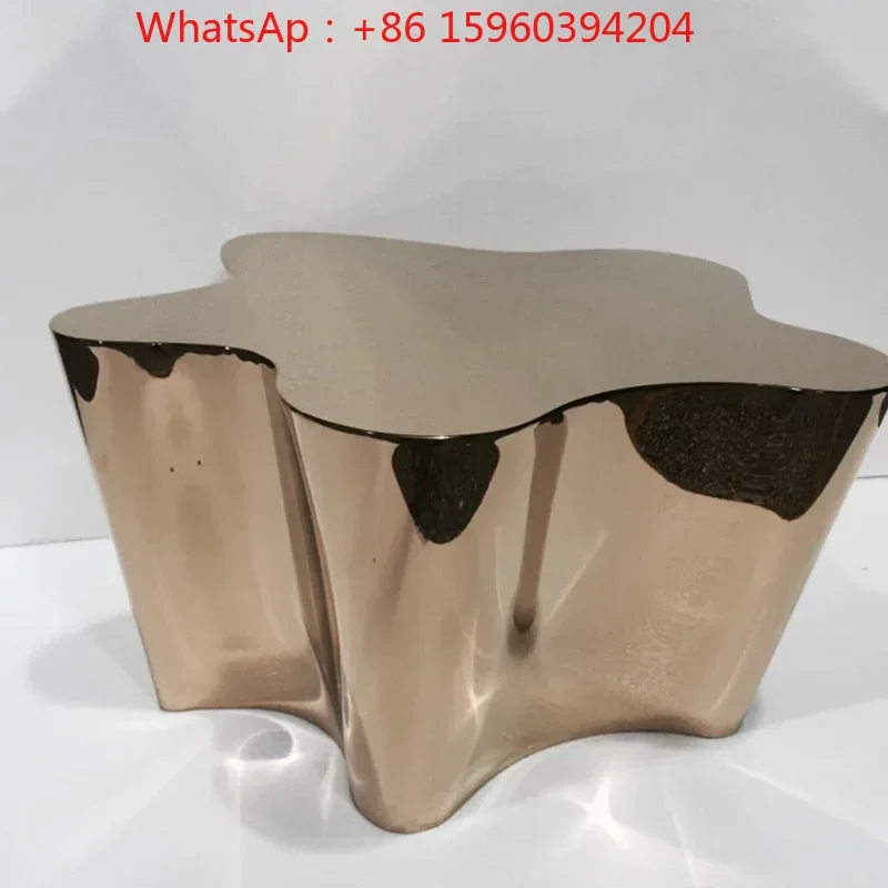 Creative opposite simple modern stainless steel mirror silver light luxury living room tea table tea table irregular