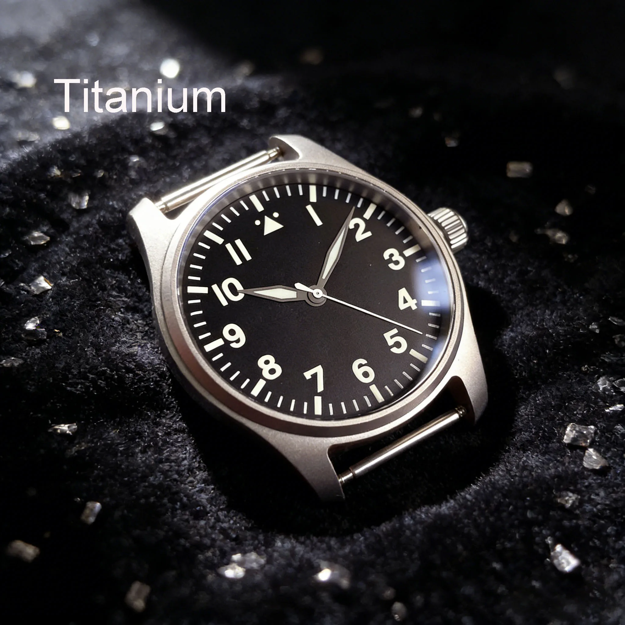 39mm Titanium Pilot Watch with Sapphire Crystal and Luminous Sunburst Dial