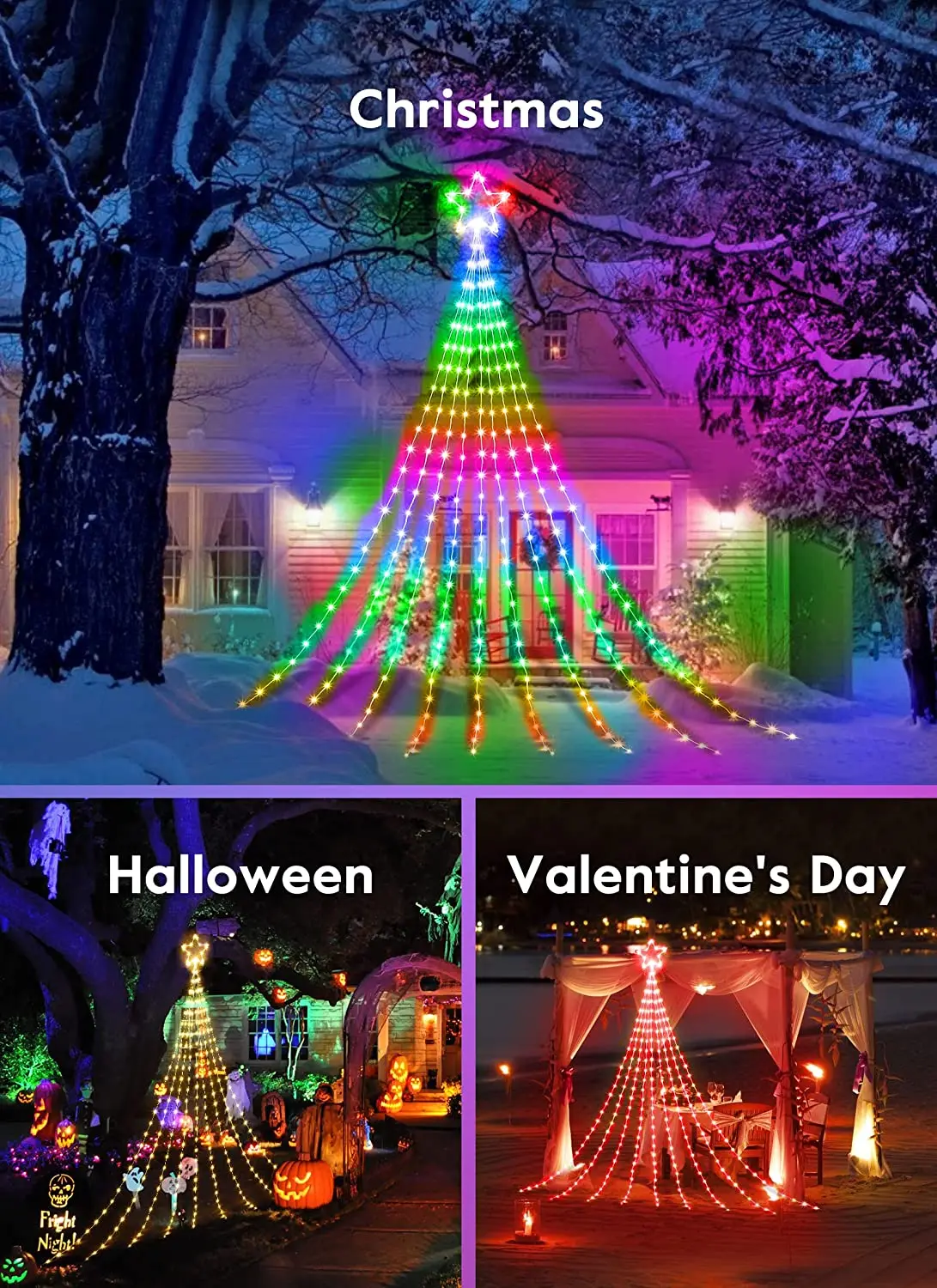 LED RGBIC Christmas Light Outdoor for Xmas Tree Fairy Light Smart APP  Remote Control USB String Lighting IP67 MultiColor Garland