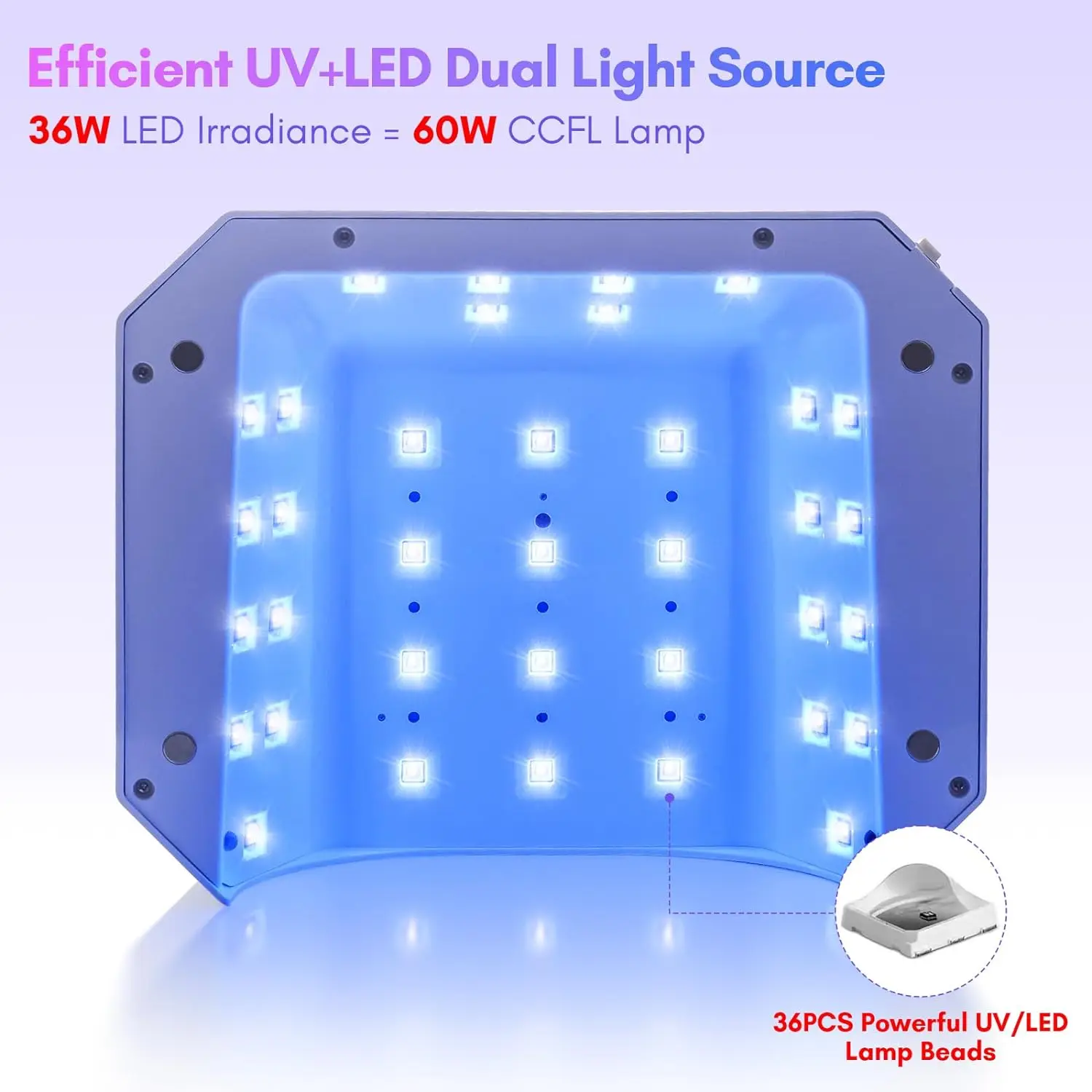 12개 UV LED 네일 램프, 마카트 UV 라이트 젤 네일 폴리쉬용 충전식 오로라 36W 네일 젤 램프 4개 타이머 및 자동 센서 포함