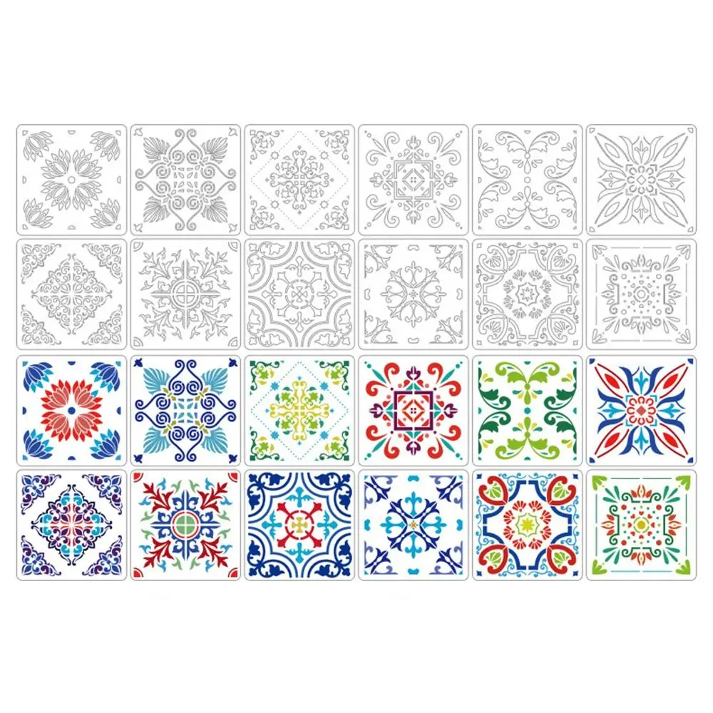

Stamping DIY Crafts Spray Painting Template Retro Pattern Symbols Templates Mandala Painting Stencils Hollowed Stencils Kit