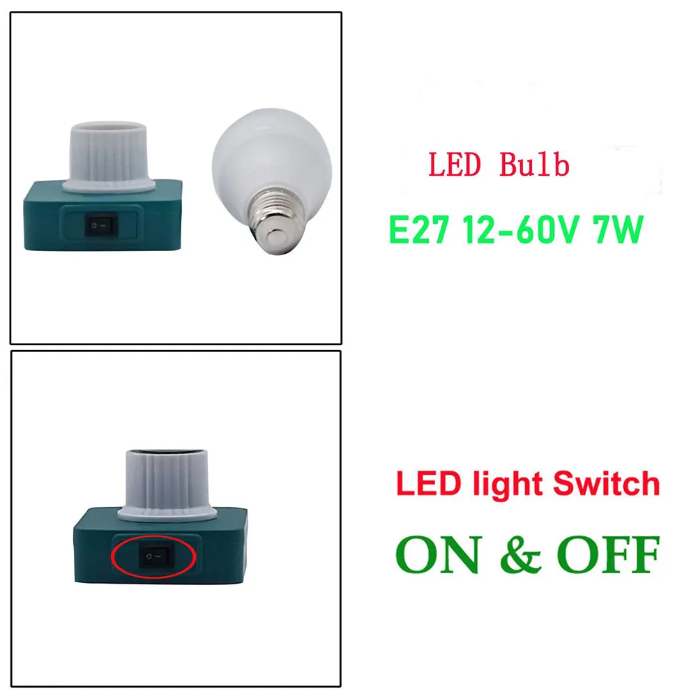 

Work Light LED Bulb Portable 12-60V 1PC 6500K Accessories E27 Bulb For Makita 18V Series LED Mini Lamp Brand New