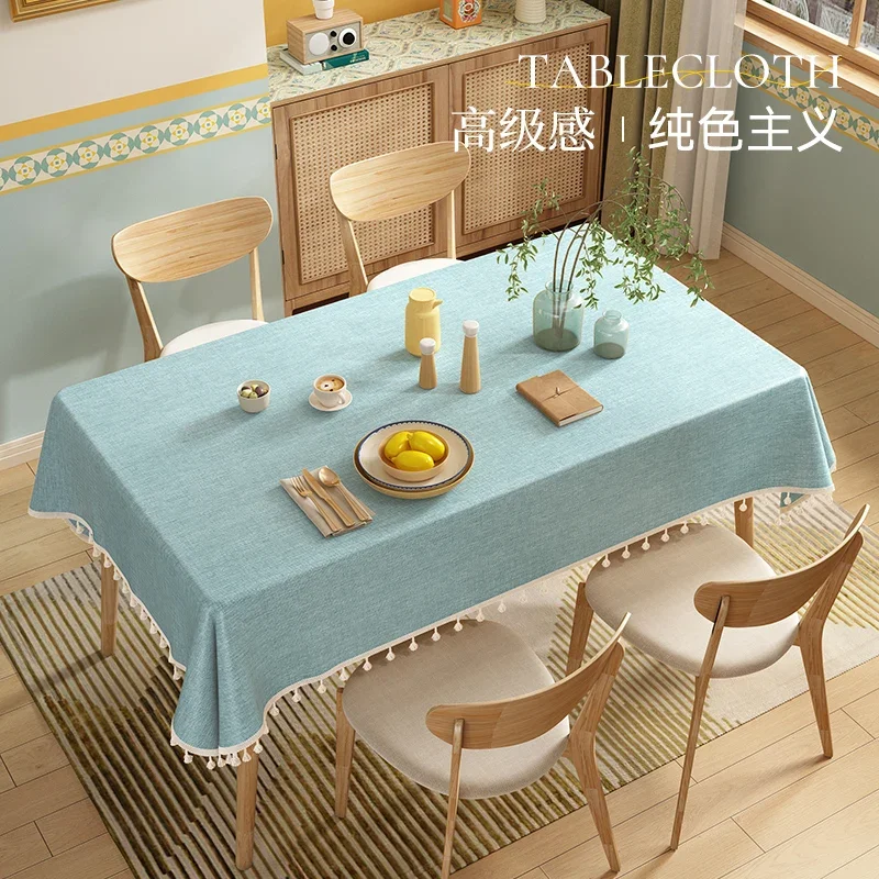 

Waterproof cotton and linen tablecloth, atmospheric rectangular light luxury, high-end tablecloth, dining tablecloth