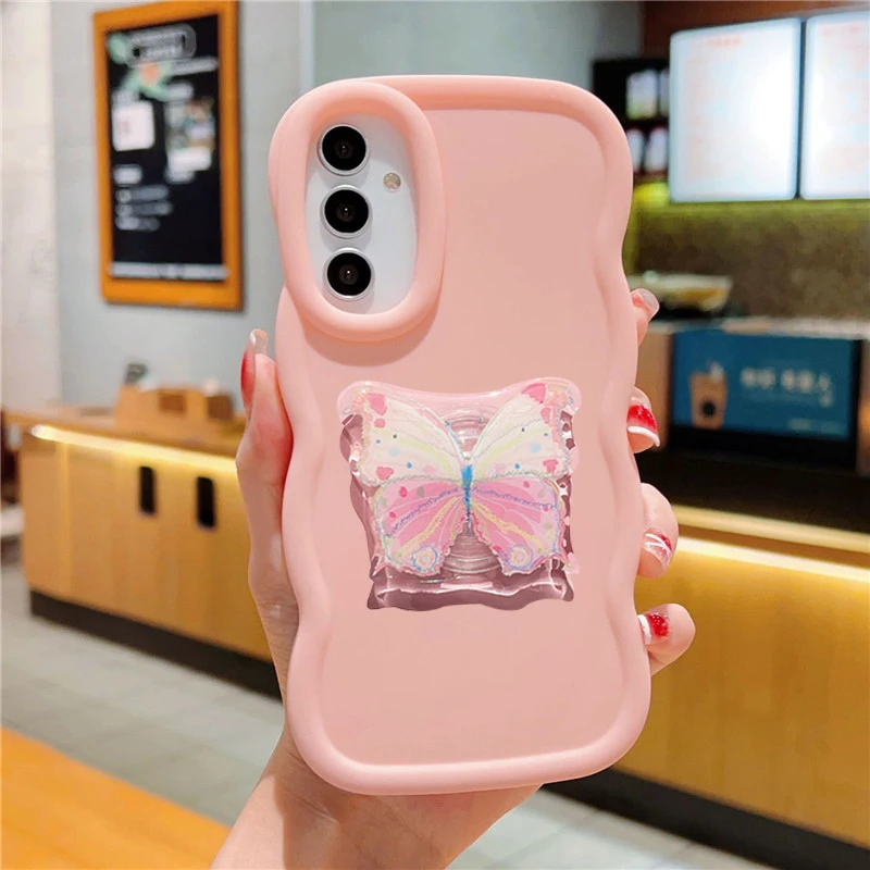 Custodia per telefono con supporto a farfalla 3D per Samsung Galaxy A52 A51 A50 A30S A20 A13 A12 A32 A25 A24 A23 A05 S A11 Cover morbida in silicone_voghion.com