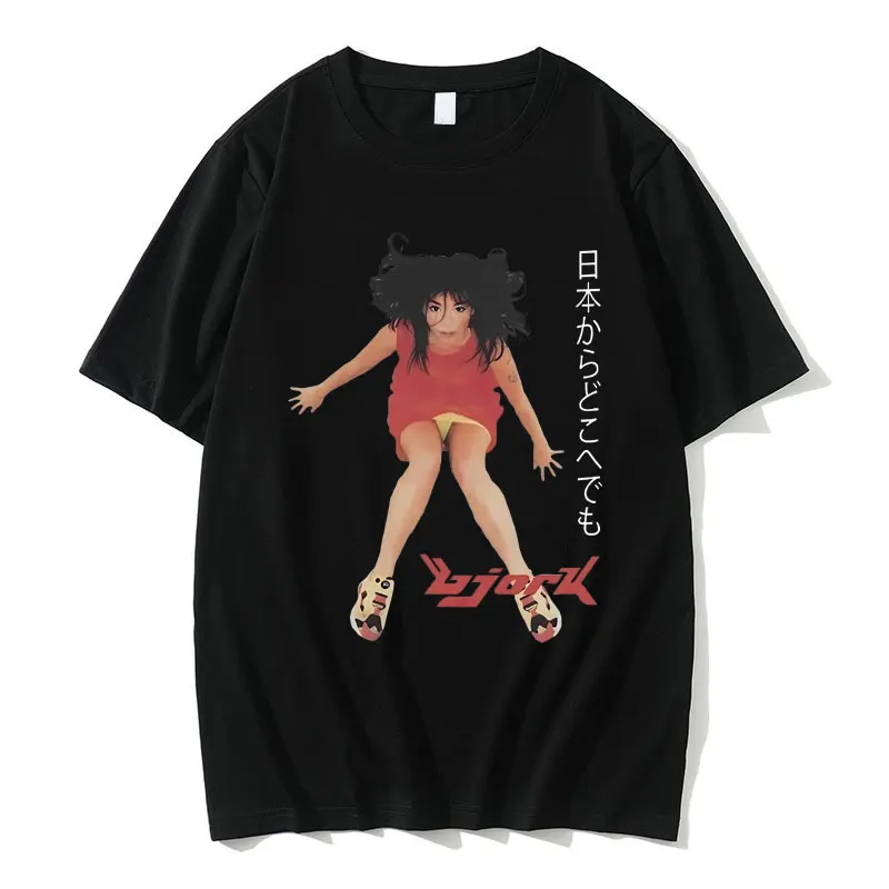 

Vintage 90s Graphic Bjork Japanese Tour Crewneck T-shirt Men Women Fashion Causal Cotton Tshirt Male Vintage Tees Gift for Fans