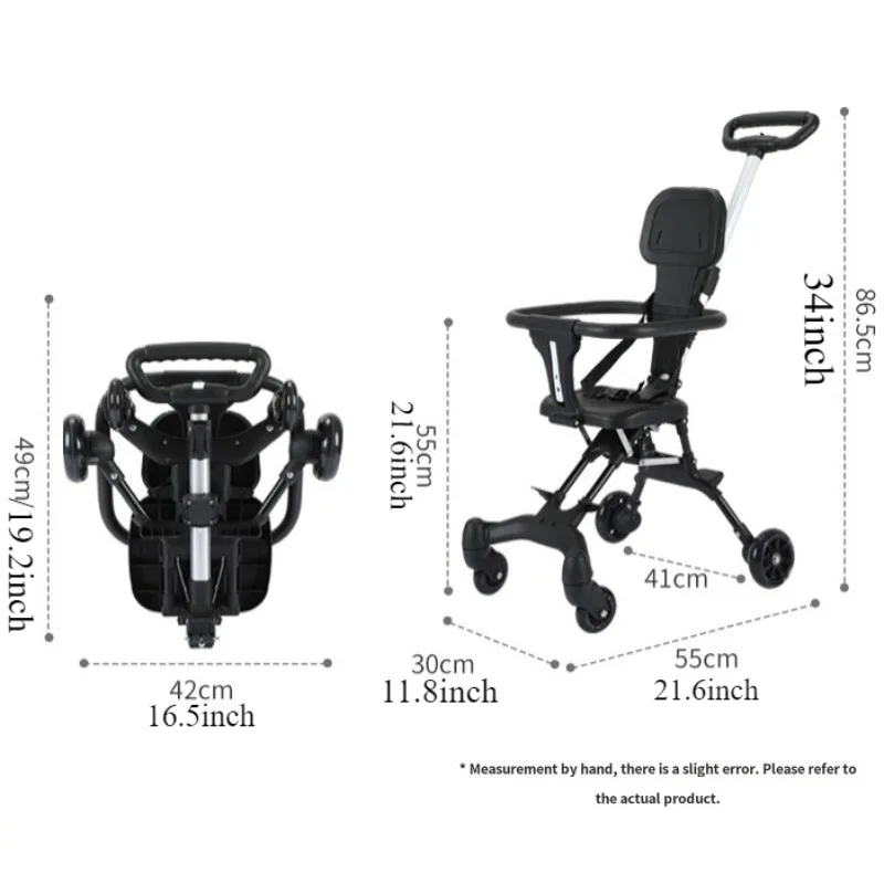 Baby Stroller for Toddler One-click Folding Lightweight Stroller Two-ways Baby Strolling Cart with Canopy Swivel Front Wheel 2