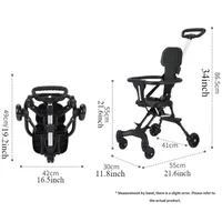 Baby Stroller for Toddler One-click Folding Lightweight Stroller Two-ways Baby Strolling Cart with Canopy Swivel Front Wheel 2