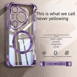 Luxury Plating Edge Transparent Phone Case - Shockproof Magnetic Protector Cover for Pura 90S Pro Max (PURPLE)