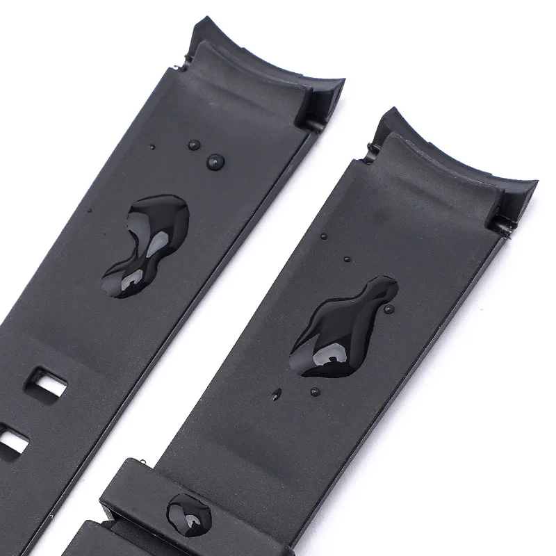 Curved End Silicone Sport Watch Band - Soft Rubber Strap 20mm
