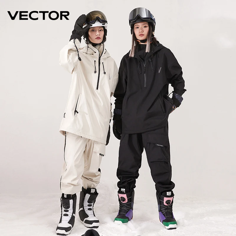 Chaqueta de esquí de Color sólido para hombre y mujer, pantalones de esquí cálidos a prueba de viento, monos de invierno, Sudadera con capucha, ropa deportiva impermeable para exteriores, Snowboard