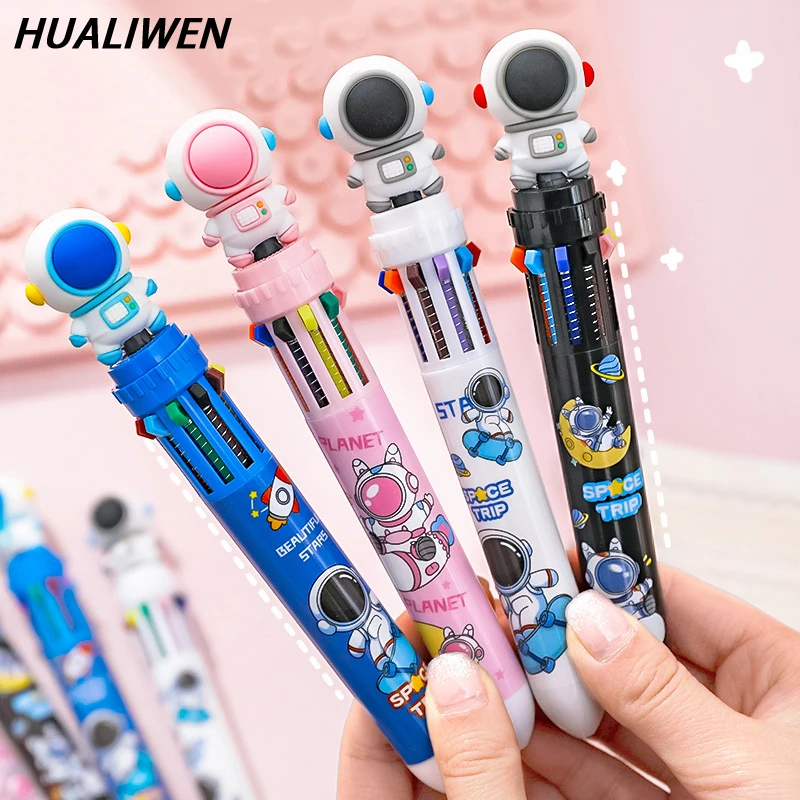 

3Pcs 10 Colors Ballpoint Pen Kawaii Stationery Cute Pens Astronaut Cartoon Pen Student Writing Gel Pens Learning Office Supplies