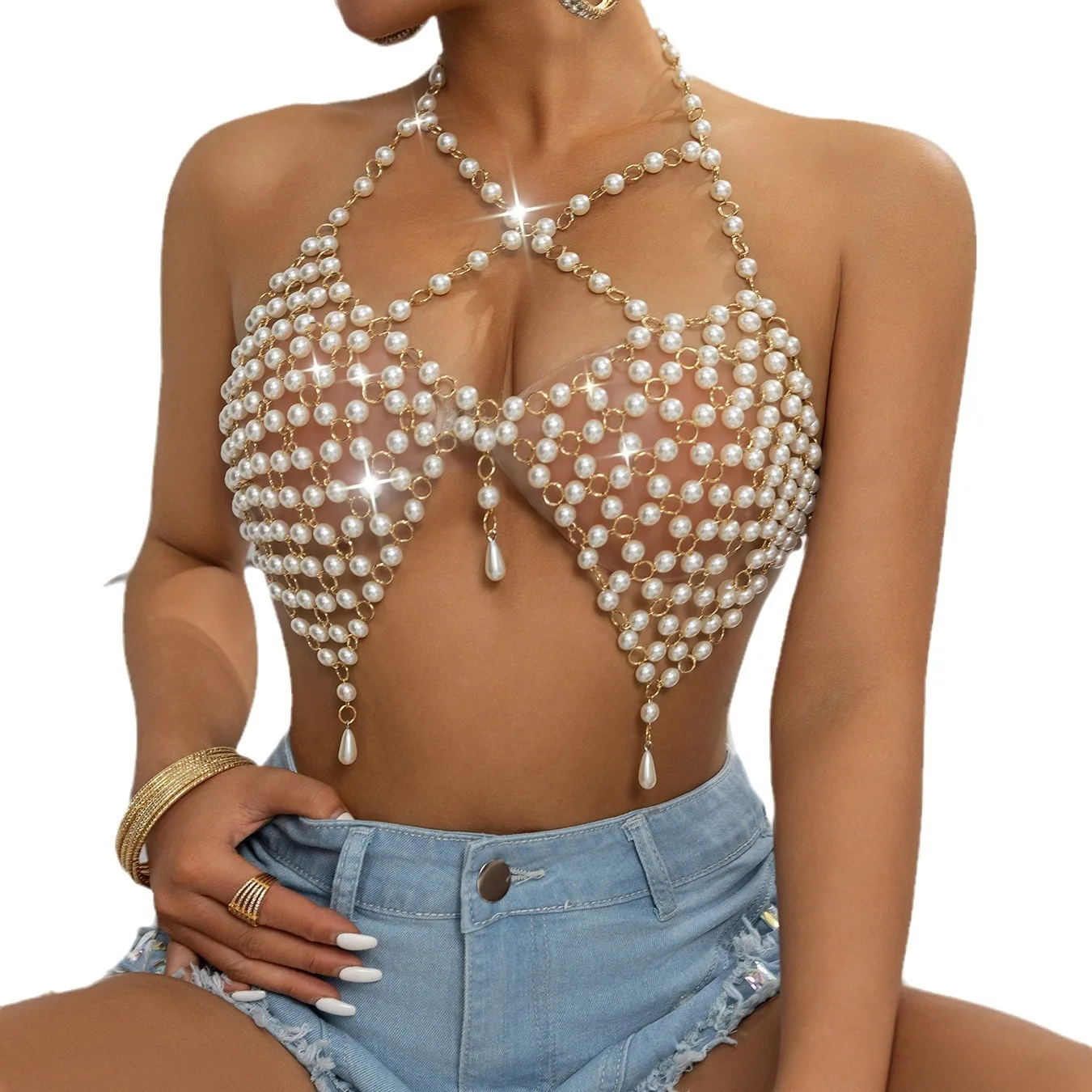 Lady girls Women Sexy Club top bikini cover Shiny Rhinestone Hollow Out Top Beach Cover Up Party bra Tank Top 1