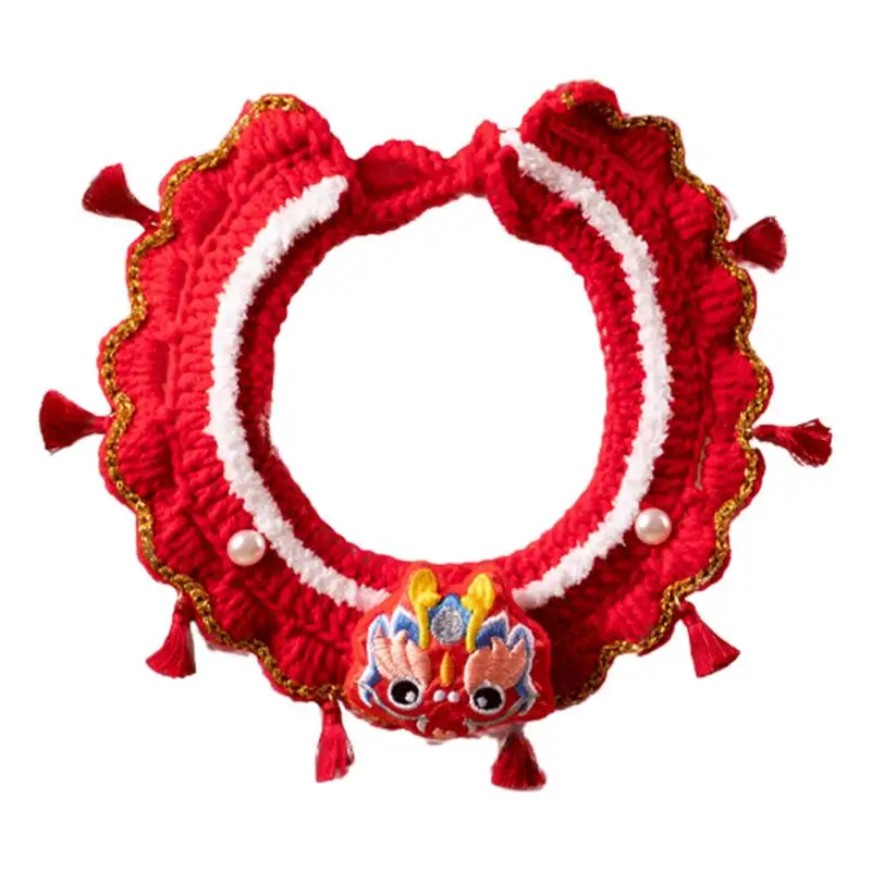 

Spring Festival Dog Scarf Dragon Patterned Cat and Dog costume Hand-Knitted Adjustable Dogs New Year Dress Dog Accessories