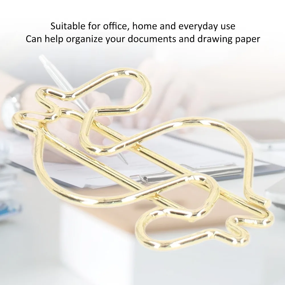 50Pcs 전기 도금 금속 골드 종이 클립 골드 달러 모양 미니 종이 클립 창의적으로 널리 사용되는 작은 종이 클립