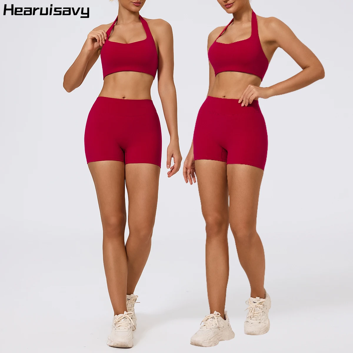 Hearuisavy 2Pcs Women's Summer Sports Suit Gym Push-Up Sports Bra With High Waist Stretch Breathable Fitness Running Yoga Pants