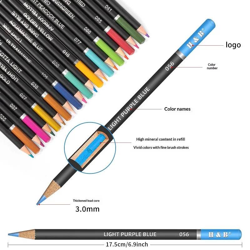 H&B 120/72색 오일 파스텔 세트 펜슬, 휴대용 손잡이 파우치, 전문가용 페인팅 펜슬, 어린이, 학생, 예술가를 위한 완벽한 선물