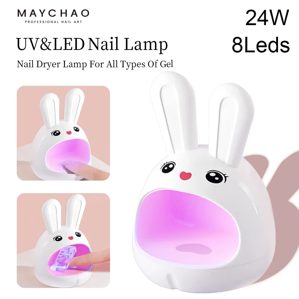 

MAYCHAO Rabbit UV LED Nail Lamp for Fast Drying Gel Nails Polish 24W Portable Nail Dryer Mini Professional Manicure Salon Tool