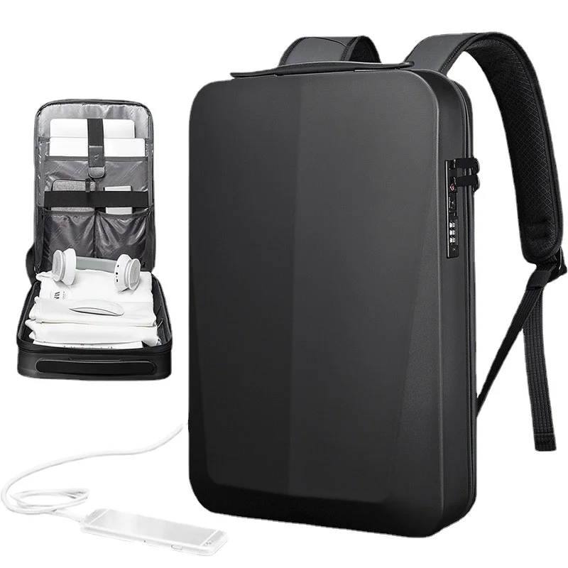 Men's Backpack Hard Case Computer Bag Business Waterproof Usb Case Laptop Bag School Bags for Boys Anti-theft Case and Bag