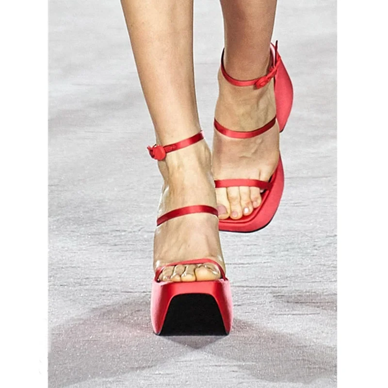 Women's Summer Platform Wedge Heels European and American Fashion Thin Belt Combination Mixed Color Sandals