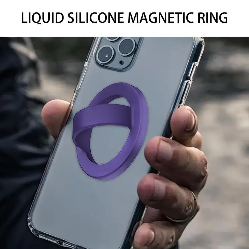 Magnetic Phone Ring Holder Magnetic Ring Phone Grip Stand Liquid Silicone Phone Mount With Finger Strap Magnetic Phone Grip