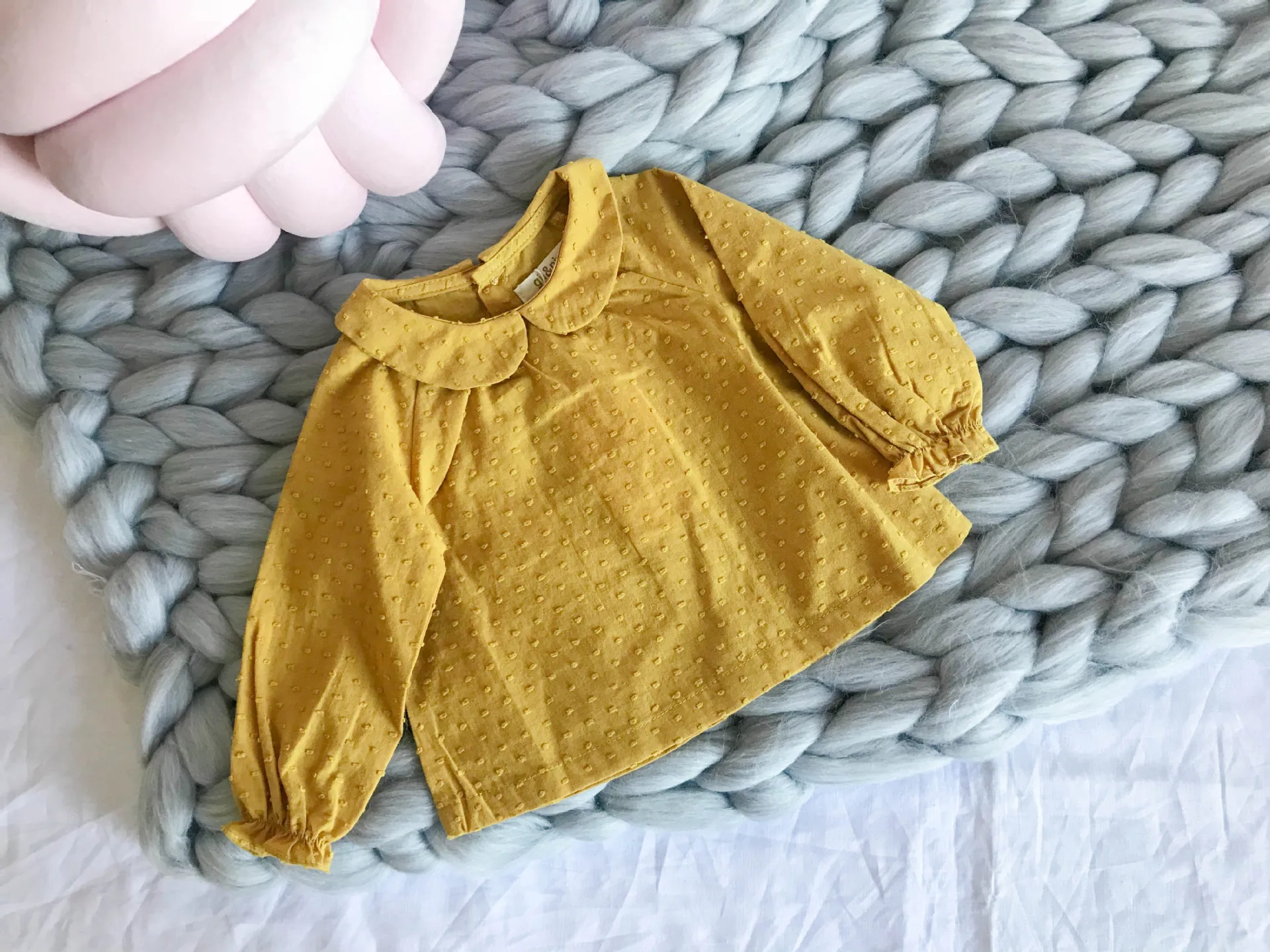 Baby girl clothes 0-3t Spring Infant Blouses Baby Girl Solid Puff Sleeve Shirts Cotton Infant Long Sleeve T Shirts Toddler Casual Lapel Tops