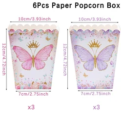 Pink & Purple Butterfly Party Favor Box (Popcorn box 6pcs)