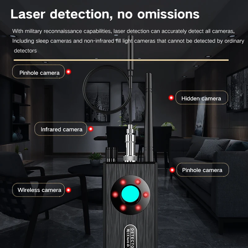 T9 Hidden Camera Detector Anti-spyware Mini Cam Spy Garget Bug RF Wifi Signal Scanner Hotel Travel Security Protect GPS Finder