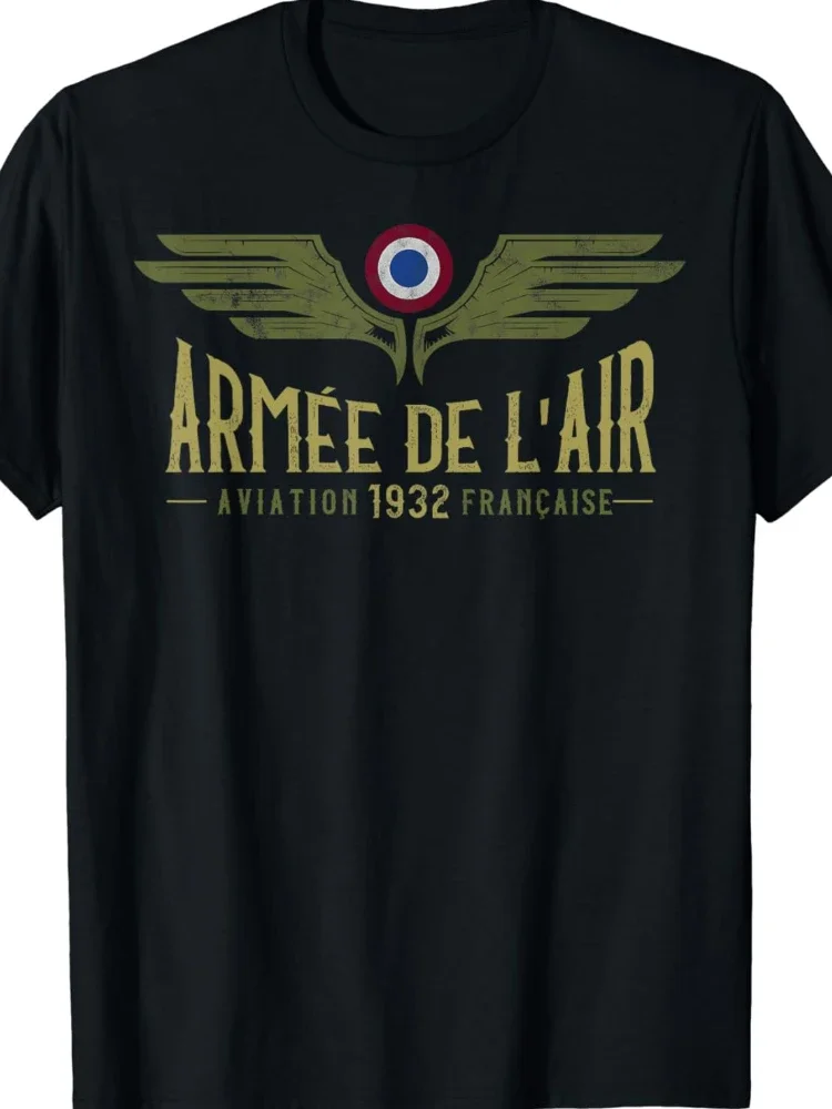 French Air Force Men's Casual Cotton T-Shirt - Short Sleeve O-Neck Design