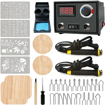 Pyrography Wood Burning Kit Wood Burner Tool Dual Pen 60W Upgraded Adjustable Pyrography Machine 1