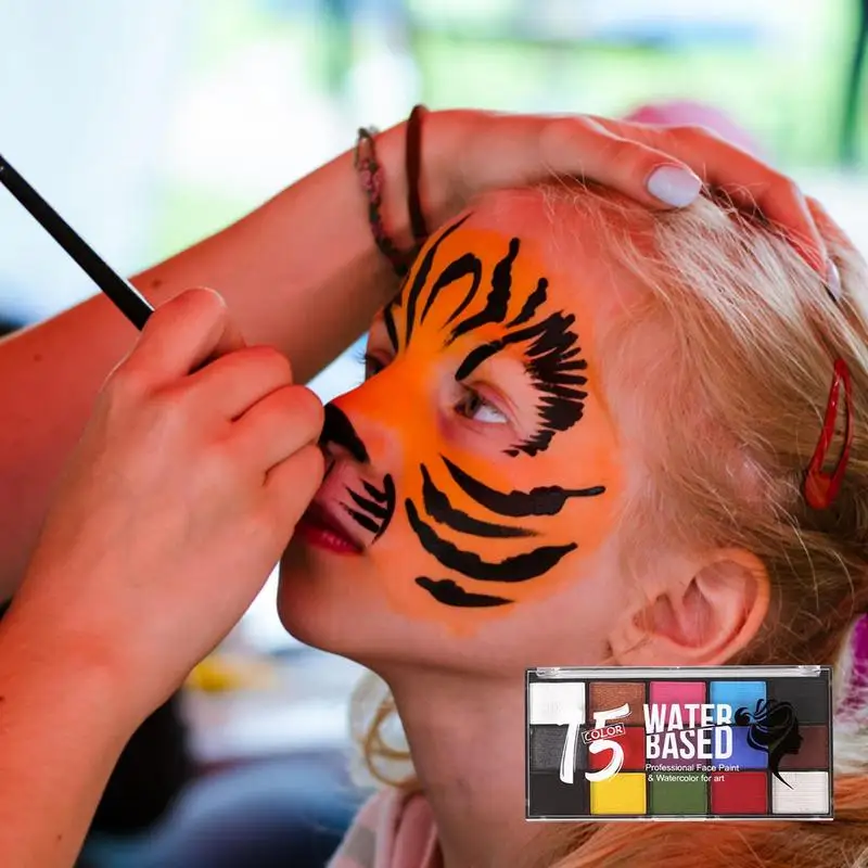 Paint Body Makeup Halloween Face Body Art 15 Colors Painting Kit With Brushes Safe Ingredient For Kid And Adult 5