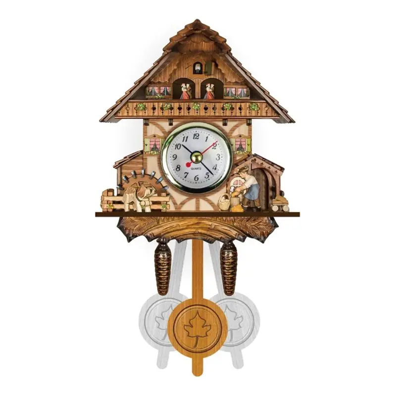 Antique Wood Cuckoo Wall Clock Bird Time Bell Swing Alarm Watch Home Decoration Dropshipping