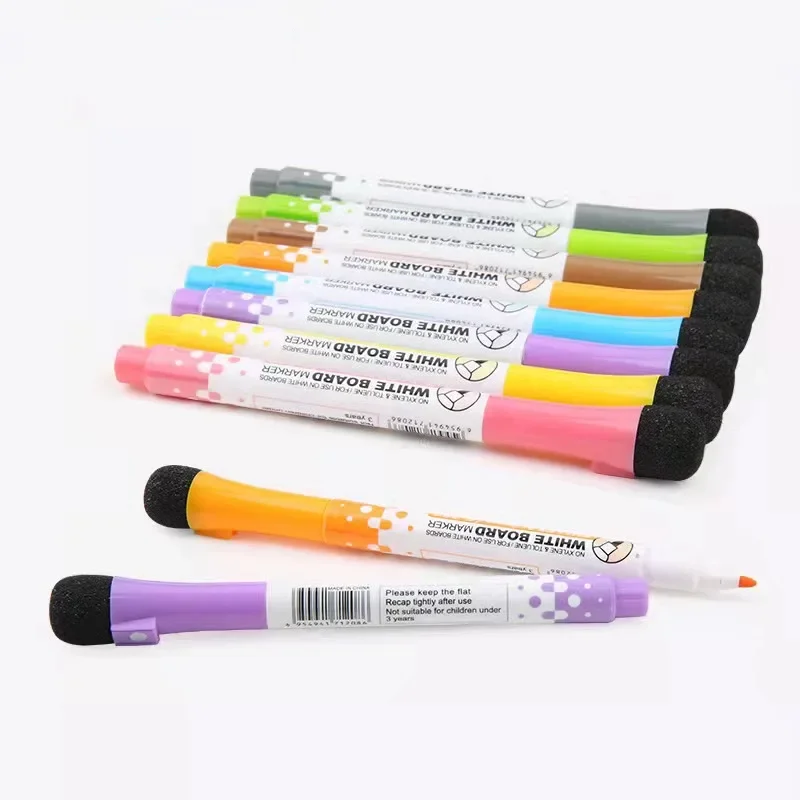8pcs 수채화 브러시 화이트 보드 마커 펜 화이트 보드 지우기 펜 지우개 마그네틱 마커 쓰기 수채화 펜