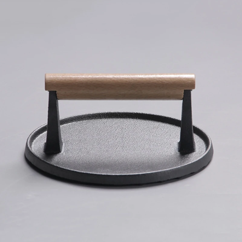 Bacon Press Cast Iron Round Shaped Burger Smasher Grill Press Smash Burger