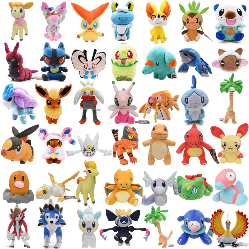 41 Styles Pokemon Plush Toys Shiny Lycanroc Dratini Ho-Oh Popplio Porygon Grafaiai Pachirisu Anime Stuffed Cartoon Peluche Doll 8 styles anime pokemon plush doll lycanroc zacian zamazenta sword