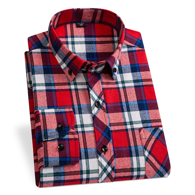 2024 Pure Cotton Men's Classic Plaid Casual Shirt Full Sleeve Brushed Fabric Soft and Comfortable Regular Fit Men's Shirt